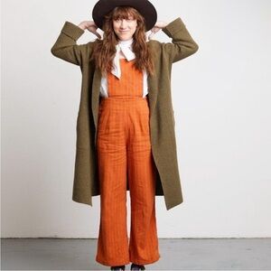 Ace & Jig Auggie Overalls Small Orange Houndstooth Checkered